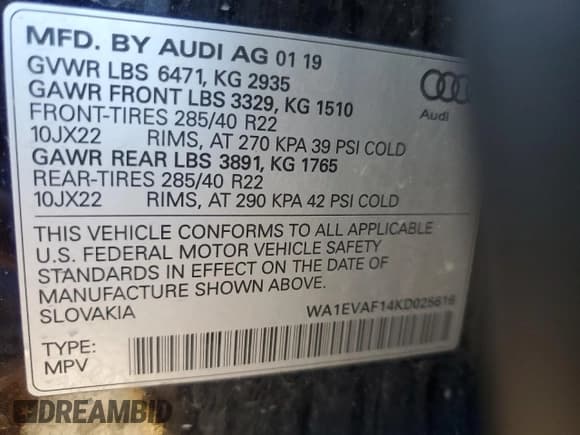 ✅ 2019 Audi Q8 Premium Plus • VIN: WA1EVAF14KD025616 • Лот: 70430815. Опубликован ранее на Copart с пробегом 98 785 миль. Бесплатный доступ к архиву аукционных продаж из США и подробный отчёт об истории автомобиля на DreamBid. Изображение 13.