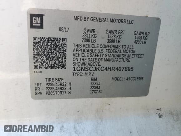 ✅ 2017 Chevrolet Suburban Premier • VIN: 1GNSCJKC4HR407895 • Lot: 91659825. Wystawiony na Copart z przebiegiem 178 460 mil. Bezpłatny archiwum sprzedaży aukcyjnych z USA i szczegółowy raport historii pojazdu na DreamBid. Zdjęcie 13.