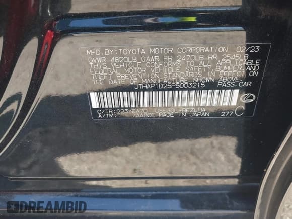 ✅ 2023 Lexus IS 500 F Sport Performance • VIN: JTHAP1D25P5003215 • Lot: 41709746. Wystawiony na IAAI z przebiegiem 20 585 mil. Bezpłatny archiwum sprzedaży aukcyjnych z USA i szczegółowy raport historii pojazdu na DreamBid. Zdjęcie 9.