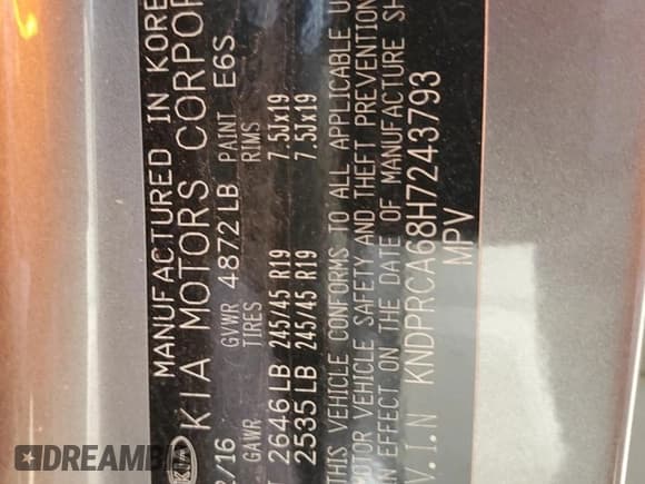 ✅ 2017 Kia Sportage SX Turbo • VIN: KNDPRCA68H7243793 • Lot: 63426745. Listed on Copart with 80,026 mi. Free auction sales archive from the USA and detailed vehicle history report at DreamBid. Image 13.