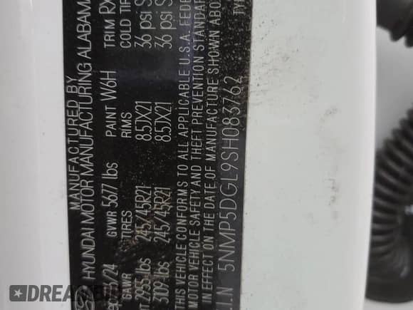 2025 Hyundai Santa Fe Calligraphy с VIN 5NMP5DGL9SH083762, выставлен на аукционе Copart как лот 85725454 с пробегом 1 977 миль миль и Списание • Salvage title. История ставок и продаж доступна на DreamBid. Изображение 13.