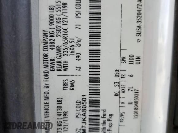 ✅ 2018 Ford Transit • VIN: 1FDYR2CM7JKA80501 • Lot: 54597915. Listed on Copart with 353,695 mi. Free auction sales archive from the USA and detailed vehicle history report at DreamBid. Image 13.