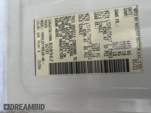 ✅ 2021 Nissan NV Cargo SL • VIN: 1N6AF0KY4MN808962 • Lot: 80459025. Wystawiony na Copart z przebiegiem 129 221 mil. Bezpłatny archiwum sprzedaży aukcyjnych z USA i szczegółowy raport historii pojazdu na DreamBid. Zdjęcie 10.