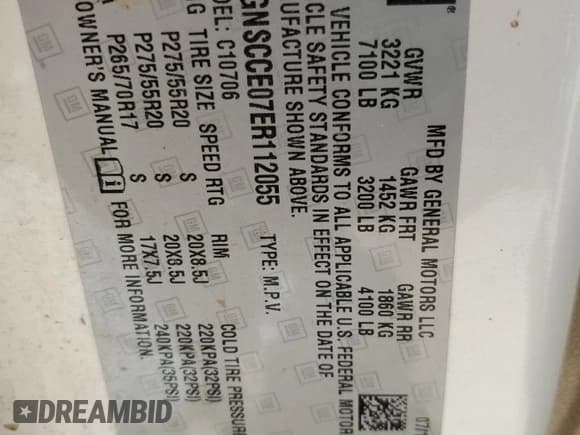 ✅ 2014 Chevrolet Tahoe LTZ • VIN: 1GNSCCE07ER112055 • Лот: 53975915. Опубликован ранее на Copart с пробегом 233 754 миль. Бесплатный доступ к архиву аукционных продаж из США и подробный отчёт об истории автомобиля на DreamBid. Изображение 14.