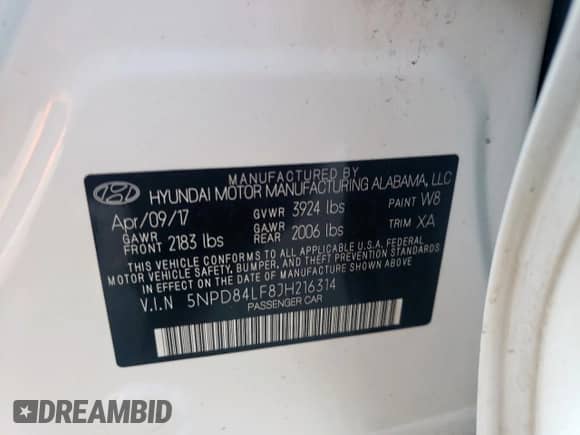 2018 Hyundai Elantra Limited с VIN 5NPD84LF8JH216314, выставлен на аукционе Copart как лот 67639155 с пробегом 28 158 миль миль и Списание • Salvage title. История ставок и продаж доступна на DreamBid. Изображение 13.