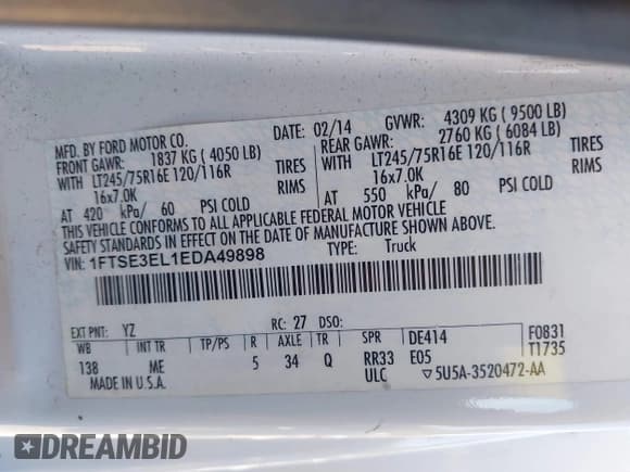 ✅ 2014 Ford Econoline Cargo Commercial • VIN: 1FTSE3EL1EDA49898 • Lot: 43375720. Wystawiony na IAAI z przebiegiem 205 833 mil. Bezpłatny archiwum sprzedaży aukcyjnych z USA i szczegółowy raport historii pojazdu na DreamBid. Zdjęcie 9.