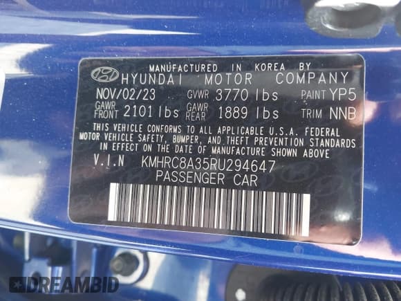 ✅ 2024 Hyundai Venue Limited • VIN: KMHRC8A35RU294647 • Lot: 43206211. Listed on IAAI with 12,260 mi. Free auction sales archive from the USA and detailed vehicle history report at DreamBid. Image 9.