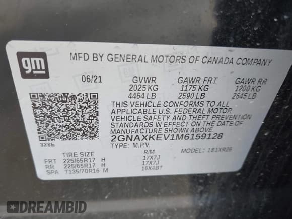 ✅ 2021 Chevrolet Equinox LT • VIN: 2GNAXKEV1M6159128 • Лот: 43090184. Опубликован ранее на IAAI с пробегом 32 789 миль. Бесплатный доступ к архиву аукционных продаж из США и подробный отчёт об истории автомобиля на DreamBid. Изображение 9.