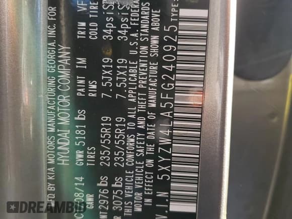 ✅ 2015 Hyundai Santa Fe • VIN: 5XYZW4LA5FG240925 • Лот: 73664142. Опубликован ранее на Copart с пробегом 153 916 миль. Бесплатный доступ к архиву аукционных продаж из США и подробный отчёт об истории автомобиля на DreamBid. Изображение 14.