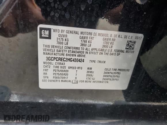 ✅ 2017 Chevrolet Silverado 1500 LT • VIN: 3GCPCREC2HG430424 • Лот: 70090844. Опубликован ранее на Copart с пробегом Не указан. Бесплатный доступ к архиву аукционных продаж из США и подробный отчёт об истории автомобиля на DreamBid. Изображение 13.