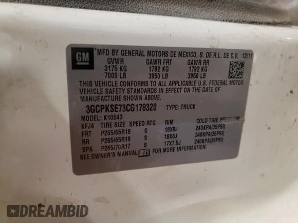 ✅ 2012 Chevrolet Silverado 1500 LT • VIN: 3GCPKSE73CG178320 • Lot: 78738384. Listed on Copart with 186,911 mi. Free auction sales archive from the USA and detailed vehicle history report at DreamBid. Image 12.