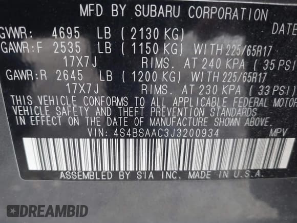 ✅ 2018 Subaru Outback • VIN: 4S4BSAAC3J3200934 • Лот: 43501573. Опубликован ранее на IAAI с пробегом 102 977 миль. Бесплатный доступ к архиву аукционных продаж из США и подробный отчёт об истории автомобиля на DreamBid. Изображение 9.