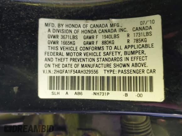 ✅ 2010 Honda Civic LX • VIN: 2HGFA1F54AH329556 • Lot: 43656899. Wystawiony na IAAI z przebiegiem 247 917 mil. Bezpłatny archiwum sprzedaży aukcyjnych z USA i szczegółowy raport historii pojazdu na DreamBid. Zdjęcie 9.