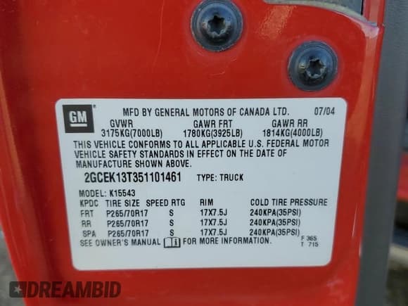 ✅ 2005 Chevrolet Silverado 1500 Z71 • VIN: 2GCEK13T351101461 • Лот: 79040234. Опубликован ранее на Copart с пробегом 241 425 миль. Бесплатный доступ к архиву аукционных продаж из США и подробный отчёт об истории автомобиля на DreamBid. Изображение 12.