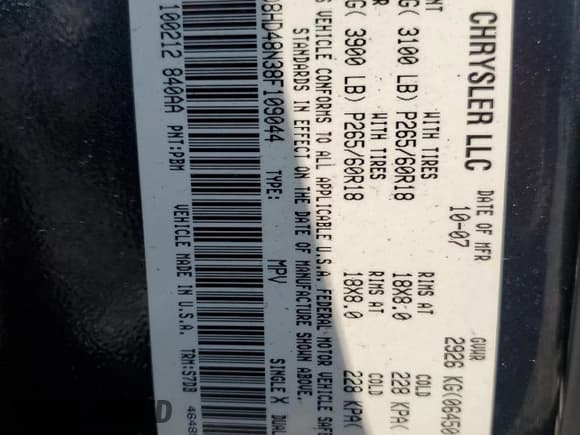 ✅ 2008 Dodge Durango SLT • VIN: 1D8HD48N38F109044 • Lot: 72794694. Listed on Copart with 249,201 mi. Free auction sales archive from the USA and detailed vehicle history report at DreamBid. Image 13.