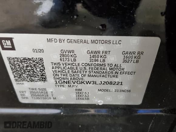 ✅ 2020 Chevrolet Traverse LT Cloth • VIN: 1GNEVGKW3LJ208221 • Lot: 70252285. Wystawiony na Copart z przebiegiem 17 288 mil. Bezpłatny archiwum sprzedaży aukcyjnych z USA i szczegółowy raport historii pojazdu na DreamBid. Zdjęcie 13.