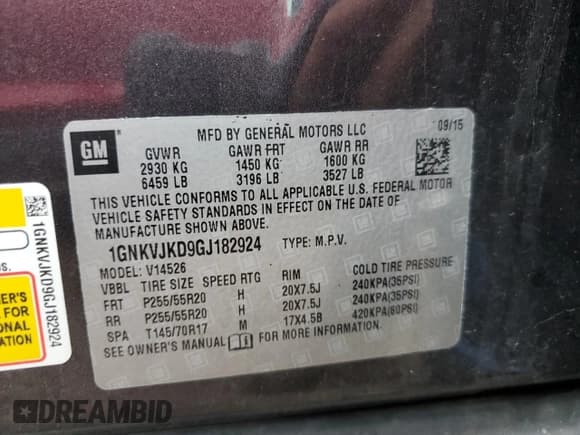 ✅ 2016 Chevrolet Traverse LTZ • VIN: 1GNKVJKD9GJ182924 • Lot: 82624905. Wystawiony na Copart z przebiegiem 97 724 mil. Bezpłatny archiwum sprzedaży aukcyjnych z USA i szczegółowy raport historii pojazdu na DreamBid. Zdjęcie 12.