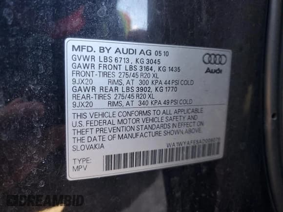 ✅ 2010 Audi Q7 • VIN: WA1WYAFE5AD008076 • Lot: 87142314. Listed on Copart with 194,569 mi. Free auction sales archive from the USA and detailed vehicle history report at DreamBid. Image 13.