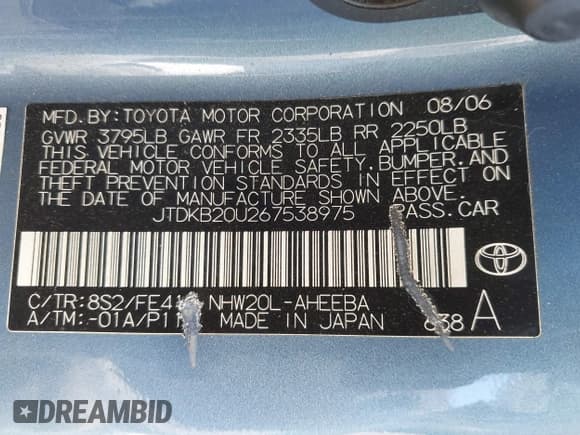 ✅ 2006 Toyota Prius • VIN: JTDKB20U267538975 • Lot: 43410739. Wystawiony na IAAI z przebiegiem 265 160 mil. Bezpłatny archiwum sprzedaży aukcyjnych z USA i szczegółowy raport historii pojazdu na DreamBid. Zdjęcie 9.