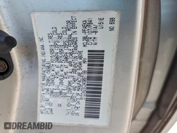 ✅ 2004 Toyota Sienna CE • VIN: 5TDZA23C34S097199 • Lot: 94516965. Listed on Copart with 155,611 mi. Free auction sales archive from the USA and detailed vehicle history report at DreamBid. Image 13.