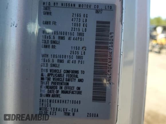 ✅ 2017 Nissan NV200 S • VIN: 3N6CM0KN8HK718049 • Lot: 86774005. Wystawiony na Copart z przebiegiem 166 904 mil. Bezpłatny archiwum sprzedaży aukcyjnych z USA i szczegółowy raport historii pojazdu na DreamBid. Zdjęcie 14.