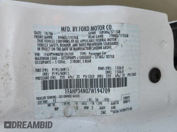 ✅ 2007 Ford Focus S • VIN: 1FAHP34N07W194709 • Лот: 86145735. Опубликован ранее на Copart с пробегом 169 530 миль. Бесплатный доступ к архиву аукционных продаж из США и подробный отчёт об истории автомобиля на DreamBid. Изображение 12.