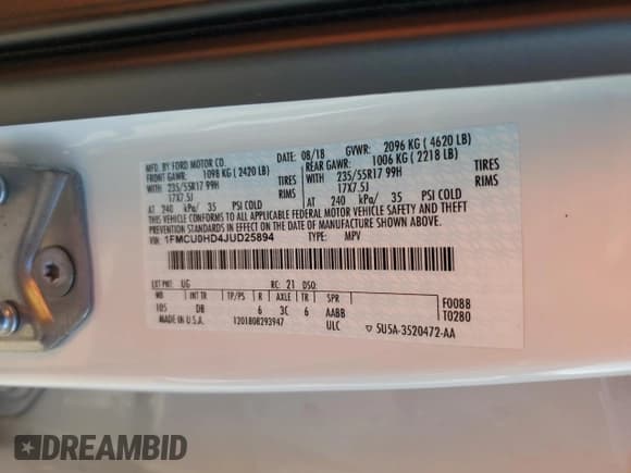 ✅ 2018 Ford Escape SEL • VIN: 1FMCU0HD4JUD25894 • Лот: 80368765. Опубликован ранее на Copart с пробегом 65 302 миль. Бесплатный доступ к архиву аукционных продаж из США и подробный отчёт об истории автомобиля на DreamBid. Изображение 13.