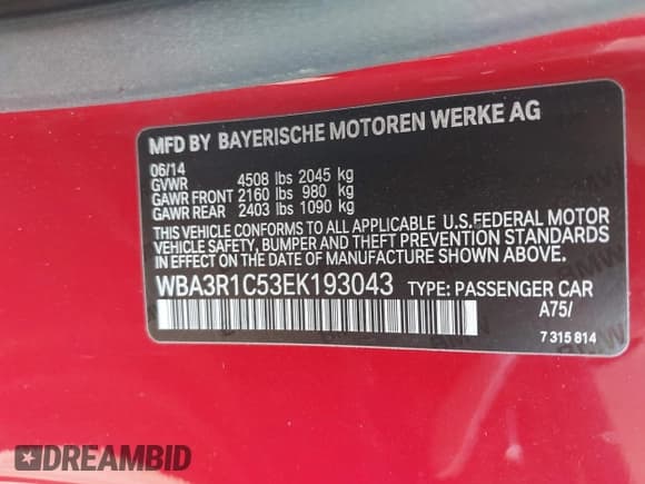 ✅ 2014 BMW 4 Series 435i • VIN: WBA3R1C53EK193043 • Lot: 43181059. Wystawiony na IAAI z przebiegiem 126 720 mil. Bezpłatny archiwum sprzedaży aukcyjnych z USA i szczegółowy raport historii pojazdu na DreamBid. Zdjęcie 9.