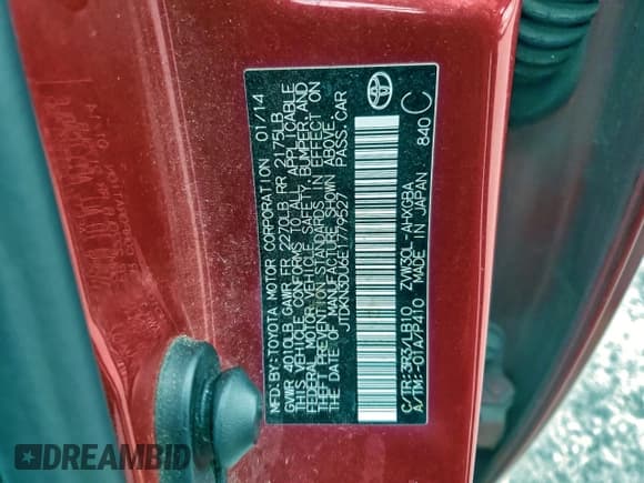 ✅ 2014 Toyota Prius Four • VIN: JTDKN3DU6E1779527 • Lot: 93439835. Wystawiony na Copart z przebiegiem 123 186 mil. Bezpłatny archiwum sprzedaży aukcyjnych z USA i szczegółowy raport historii pojazdu na DreamBid. Zdjęcie 12.