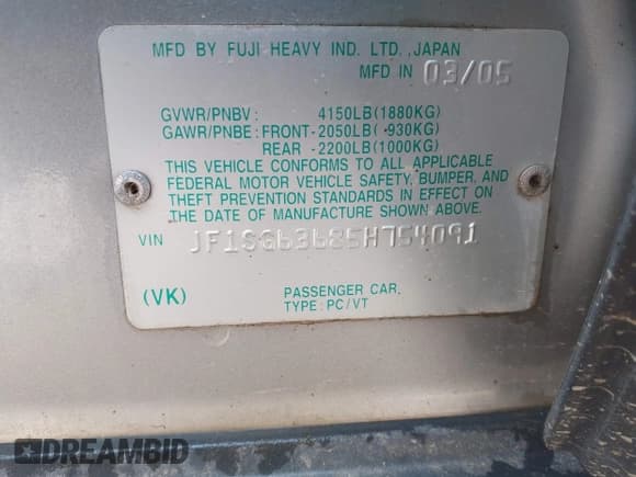 ✅ 2005 Subaru Forester X • VIN: JF1SG63685H754091 • Лот: 42460642. Опубликован ранее на IAAI с пробегом 153 214 миль. Бесплатный доступ к архиву аукционных продаж из США и подробный отчёт об истории автомобиля на DreamBid. Изображение 9.