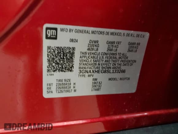 ✅ 2025 Chevrolet Equinox FWD LT • VIN: 3GNAXHEG8SL133266 • Lot: 67633545. Wystawiony na Copart z przebiegiem 7 153 mil. Bezpłatny archiwum sprzedaży aukcyjnych z USA i szczegółowy raport historii pojazdu na DreamBid. Zdjęcie 13.