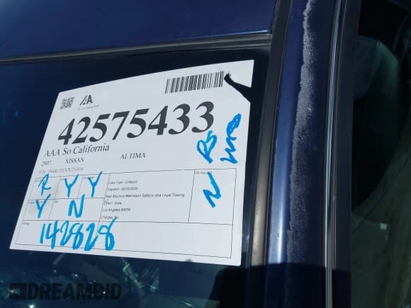 ✅ 2007 Nissan Altima SE • VIN: 1N4BL21EX7C232416 • Lot: 42575433. Listed on IAAI with 142,828 mi. Free auction sales archive from the USA and detailed vehicle history report at DreamBid. Image 12.