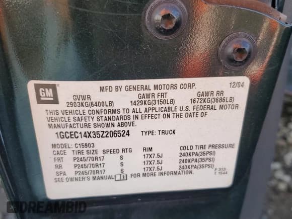✅ 2005 Chevrolet Silverado 1500 Work Truck • VIN: 1GCEC14X35Z206524 • Лот: 80122834. Опубликован ранее на Copart с пробегом 232 232 миль. Бесплатный доступ к архиву аукционных продаж из США и подробный отчёт об истории автомобиля на DreamBid. Изображение 12.