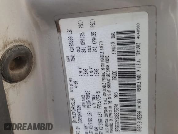 ✅ 1999 Dodge Dakota SLT • VIN: 1B7GG22Y3XS275370 • Lot: 81568994. Wystawiony na Copart z przebiegiem 241 945 mil. Bezpłatny archiwum sprzedaży aukcyjnych z USA i szczegółowy raport historii pojazdu na DreamBid. Zdjęcie 12.