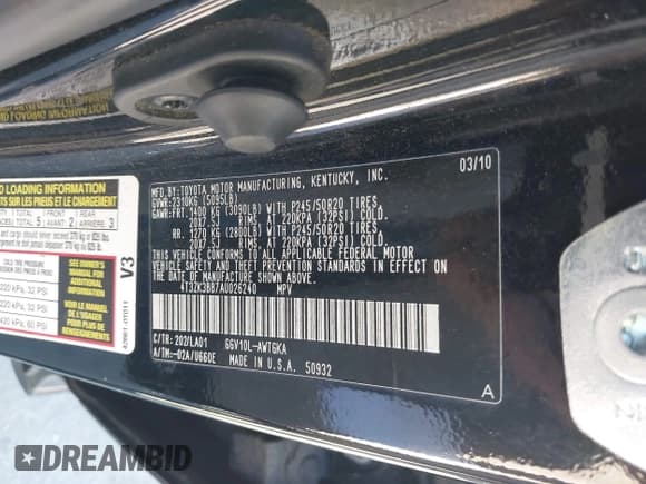 ✅ 2010 Toyota Venza • VIN: 4T3ZK3BB7AU026240 • Lot: 43593984. Listed on IAAI with 211,289 mi. Free auction sales archive from the USA and detailed vehicle history report at DreamBid. Image 9.