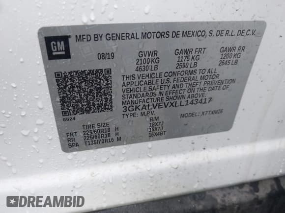 ✅ 2020 GMC Terrain SLT • VIN: 3GKALVEVXLL143417 • Лот: 41714662. Опубликован ранее на IAAI с пробегом 97 634 миль. Бесплатный доступ к архиву аукционных продаж из США и подробный отчёт об истории автомобиля на DreamBid. Изображение 9.