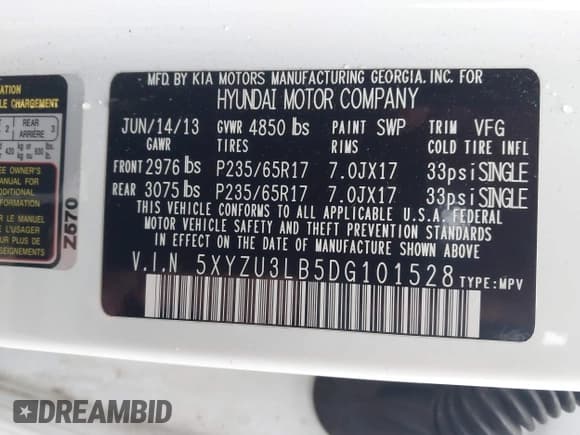 ✅ 2013 Hyundai Santa Fe Sport • VIN: 5XYZU3LB5DG101528 • Лот: 43451316. Опубликован ранее на IAAI с пробегом 93 844 миль. Бесплатный доступ к архиву аукционных продаж из США и подробный отчёт об истории автомобиля на DreamBid. Изображение 9.