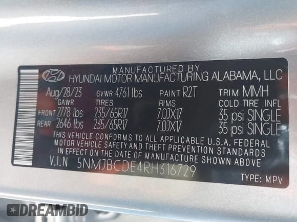 ✅ 2024 Hyundai Tucson SEL • VIN: 5NMJBCDE4RH316729 • Lot: 41864837. Wystawiony na IAAI z przebiegiem 46 281 mil. Bezpłatny archiwum sprzedaży aukcyjnych z USA i szczegółowy raport historii pojazdu na DreamBid. Zdjęcie 9.