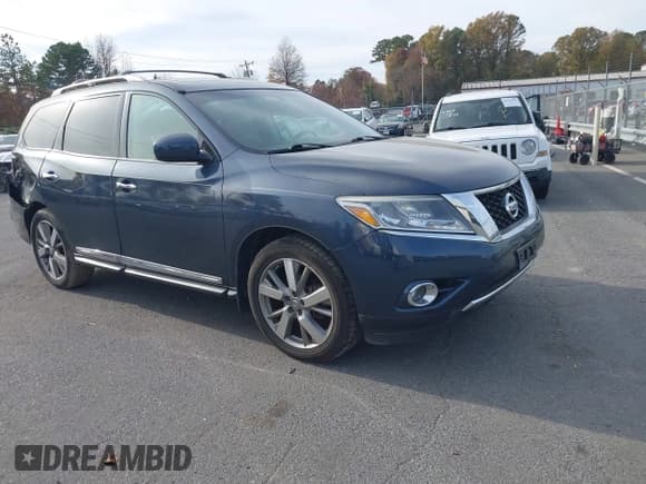 ✅ 2015 Nissan Pathfinder Platinum • VIN: 5N1AR2MM8FC659417 • Лот: 43728865. Опубликован ранее на IAAI с пробегом 190 132 миль. Бесплатный доступ к архиву аукционных продаж из США и подробный отчёт об истории автомобиля на DreamBid. Изображение 1.
