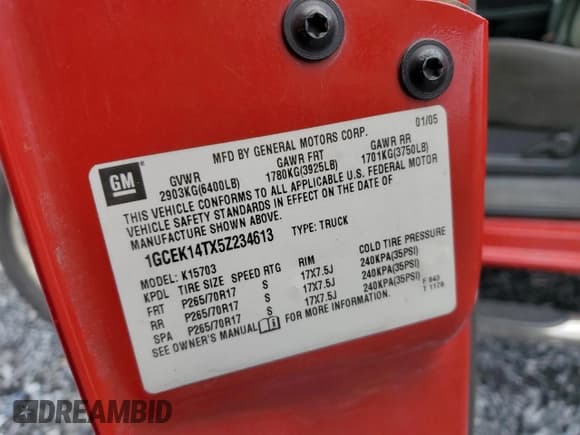 ✅ 2005 Chevrolet Silverado 1500 Z71 • VIN: 1GCEK14TX5Z234613 • Лот: 41453765. Опубликован ранее на Copart с пробегом 210 289 миль. Бесплатный доступ к архиву аукционных продаж из США и подробный отчёт об истории автомобиля на DreamBid. Изображение 14.