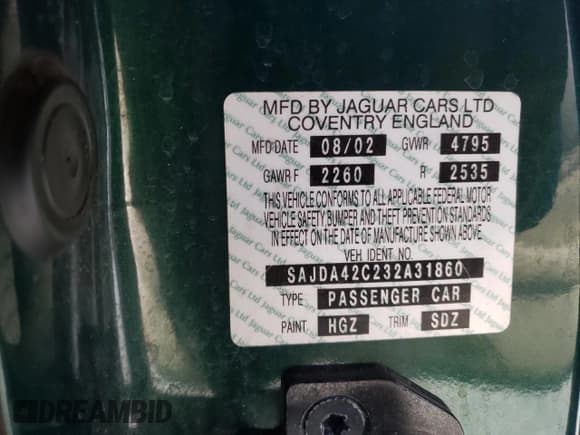 ✅ 2003 Jaguar XK • VIN: SAJDA42C232A31860 • Lot: 88586705. Wystawiony na Copart z przebiegiem 148 846 mil. Bezpłatny archiwum sprzedaży aukcyjnych z USA i szczegółowy raport historii pojazdu na DreamBid. Zdjęcie 12.