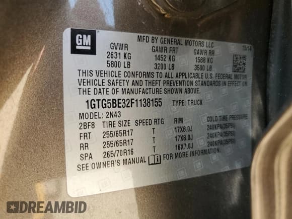 ✅ 2015 GMC Canyon 2WD SLE • VIN: 1GTG5BE32F1138155 • Lot: 64965195. Wystawiony na Copart z przebiegiem 77 566 mil. Bezpłatny archiwum sprzedaży aukcyjnych z USA i szczegółowy raport historii pojazdu na DreamBid. Zdjęcie 12.