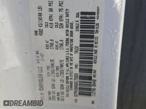 2008 Dodge 3500 SXT with VIN 3D7MX39A68G175859, listed as a Copart auction lot 80986544 with 268,459 mi miles and Salvage title. Bid and sale history available at DreamBid. Image 13.