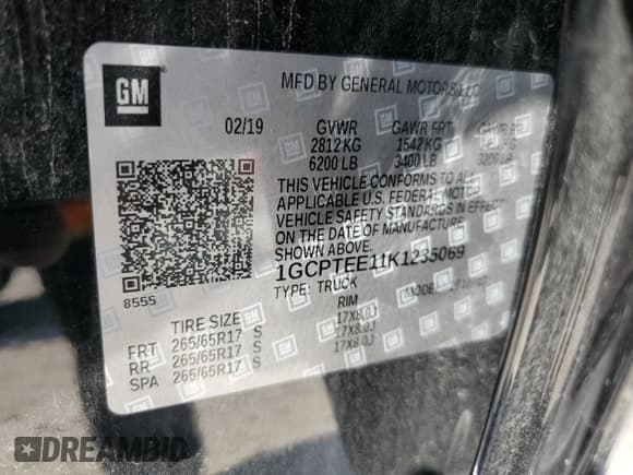 ✅ 2019 Chevrolet Colorado 4WD ZR2 • VIN: 1GCPTEE11K1235069 • Лот: 69430144. Опубликован ранее на Copart с пробегом 78 268 миль. Бесплатный доступ к архиву аукционных продаж из США и подробный отчёт об истории автомобиля на DreamBid. Изображение 12.