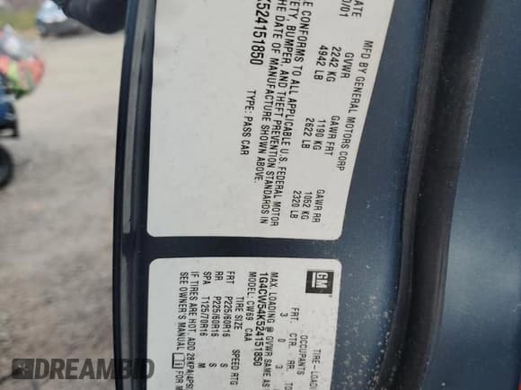 ✅ 2002 Buick Park Avenue • VIN: 1G4CW54K524151850 • Лот: 90893735. Опубликован ранее на Copart с пробегом Не указан. Бесплатный доступ к архиву аукционных продаж из США и подробный отчёт об истории автомобиля на DreamBid. Изображение 12.