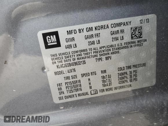 ✅ 2014 Buick Encore Leather • VIN: KL4CJGSB4EB632135 • Lot: 61259945. Wystawiony na Copart z przebiegiem 106 431 mil. Bezpłatny archiwum sprzedaży aukcyjnych z USA i szczegółowy raport historii pojazdu na DreamBid. Zdjęcie 14.