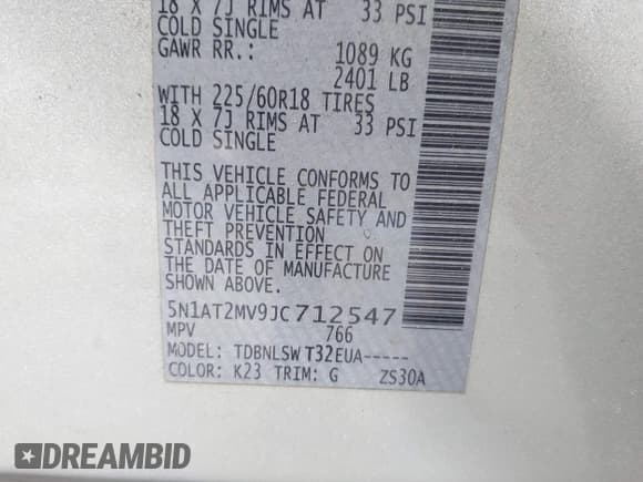 ✅ 2018 Nissan Rogue S • VIN: 5N1AT2MV9JC712547 • Lot: 42211013. Wystawiony na IAAI z przebiegiem 115 683 mil. Bezpłatny archiwum sprzedaży aukcyjnych z USA i szczegółowy raport historii pojazdu na DreamBid. Zdjęcie 9.