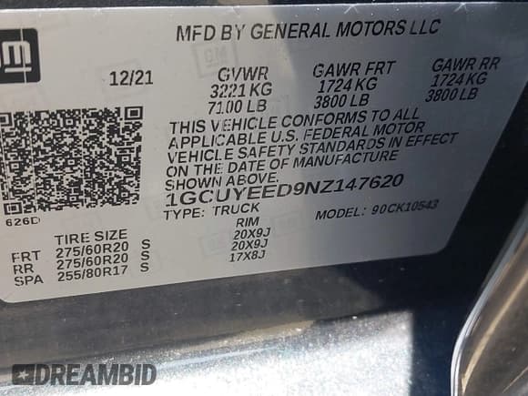 ✅ 2022 Chevrolet Silverado 1500 RST • VIN: 1GCUYEED9NZ147620 • Лот: 42581312. Опубликован ранее на IAAI с пробегом 71 692 миль. Бесплатный доступ к архиву аукционных продаж из США и подробный отчёт об истории автомобиля на DreamBid. Изображение 9.