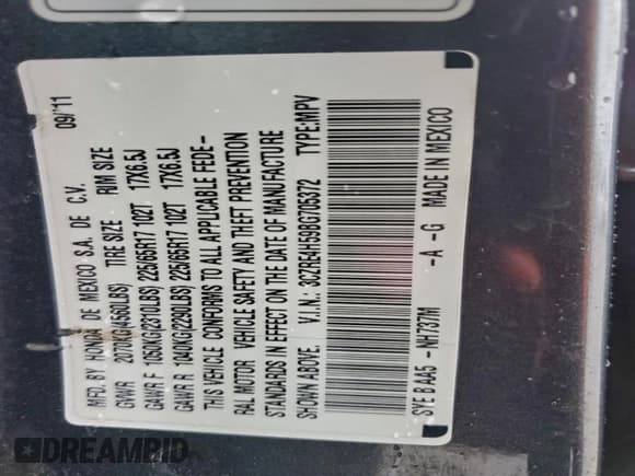 ✅ 2011 Honda CR-V EX • VIN: 3CZRE4H59BG705372 • Лот: 94431605. Опубликован ранее на Copart с пробегом 189 598 миль. Бесплатный доступ к архиву аукционных продаж из США и подробный отчёт об истории автомобиля на DreamBid. Изображение 14.