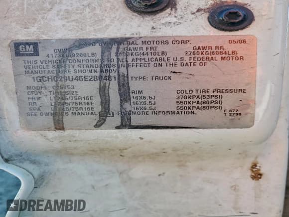✅ 2006 Chevrolet Silverado 2500HD Work Truck • VIN: 1GCHC29U46E280481 • Лот: 93956625. Опубликован ранее на Copart с пробегом Не указан. Бесплатный доступ к архиву аукционных продаж из США и подробный отчёт об истории автомобиля на DreamBid. Изображение 12.